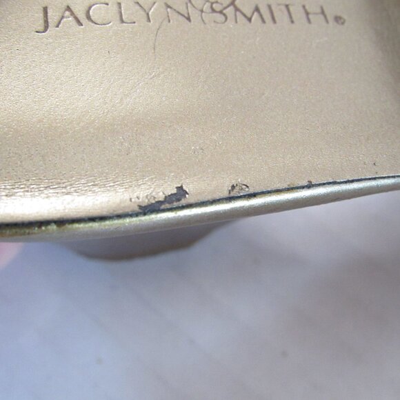Jaclyn Smith Gold Strappy Slip On Open Toe Wedge Sandals Size 6.5M - Picture 11 of 14
